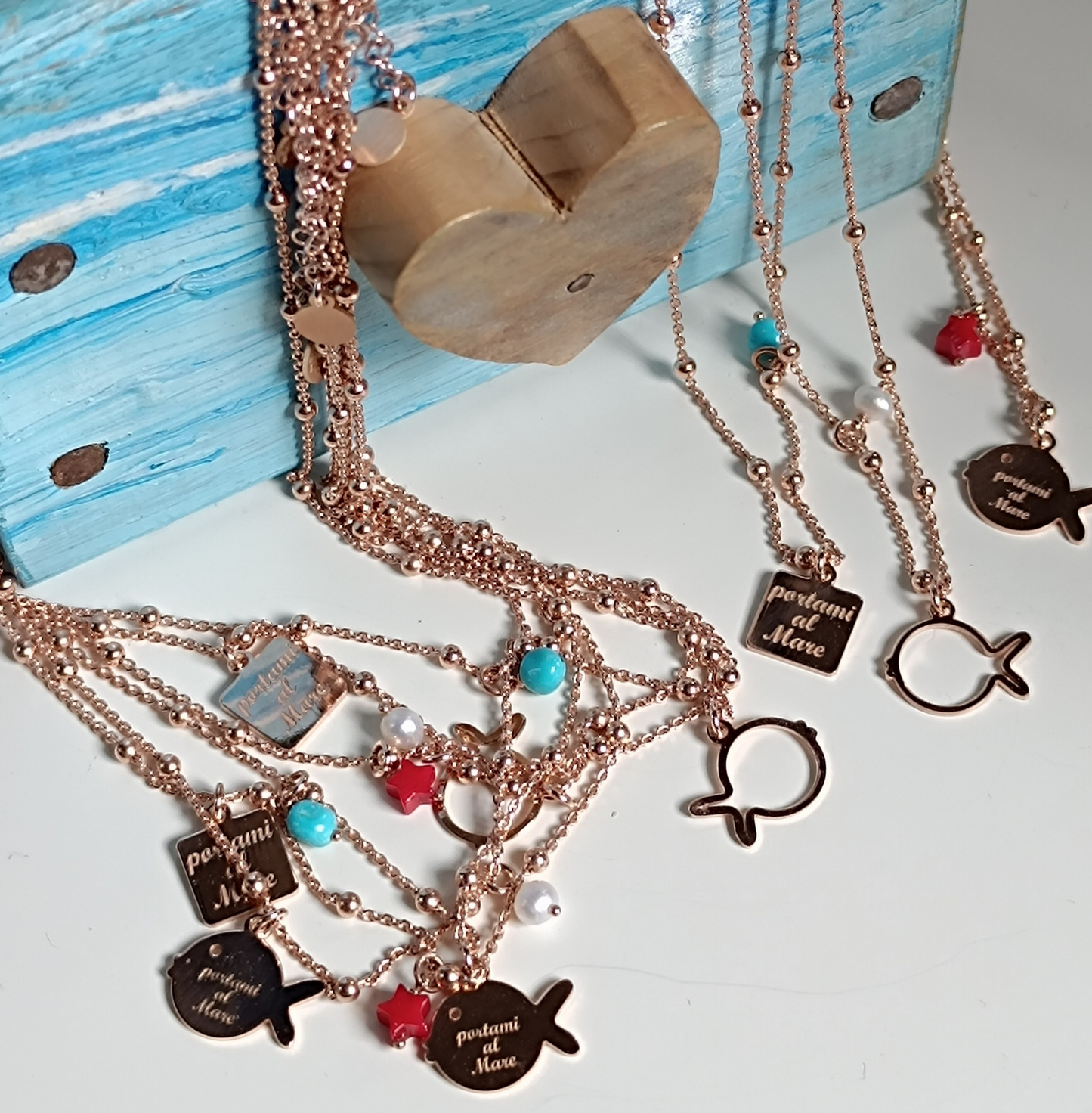 "portami al mare" - collana con targhetta