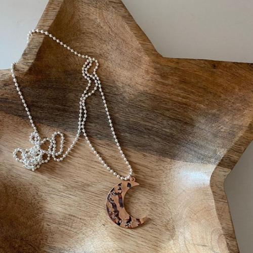 Collana lunga con Luna grande "fino alla luna, fino alle stelle"