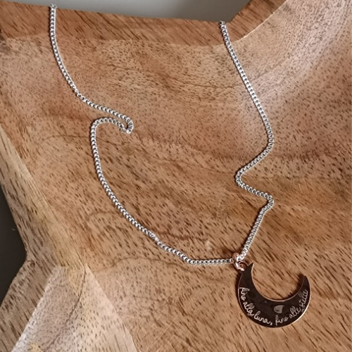 Collana lunga con Luna piccola "fino alla luna, fino alle stelle"