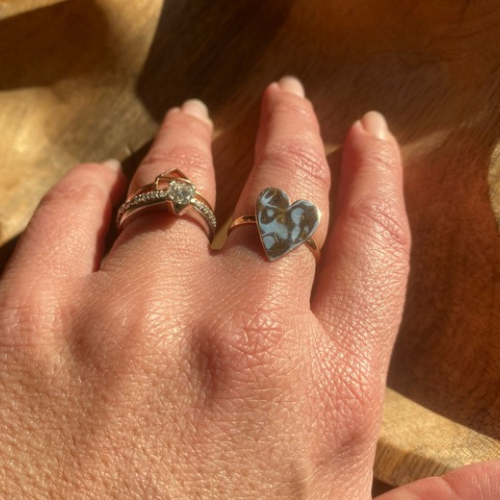 Anello Cuore texture martellata