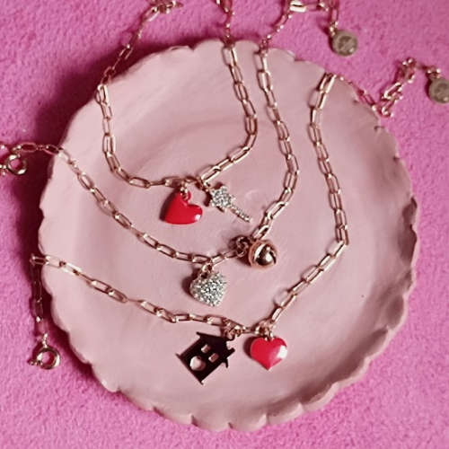 Bracciale in catena graffettina doppio charm