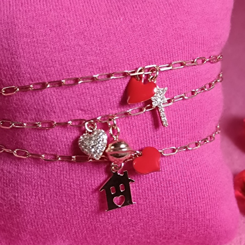 Bracciale in catena graffettina doppio charm