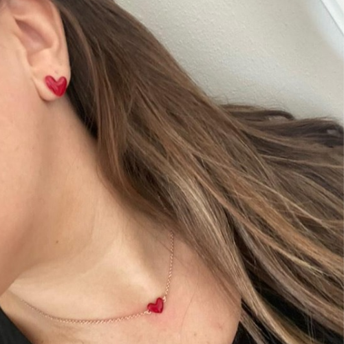 Orecchino cuore in smalto