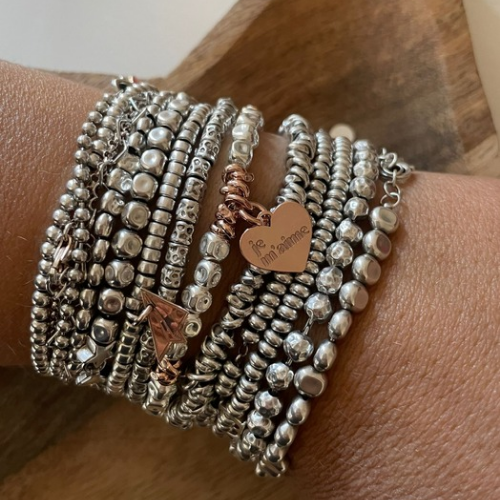 Bracciale pepite mix con cuore "je m'aime"
