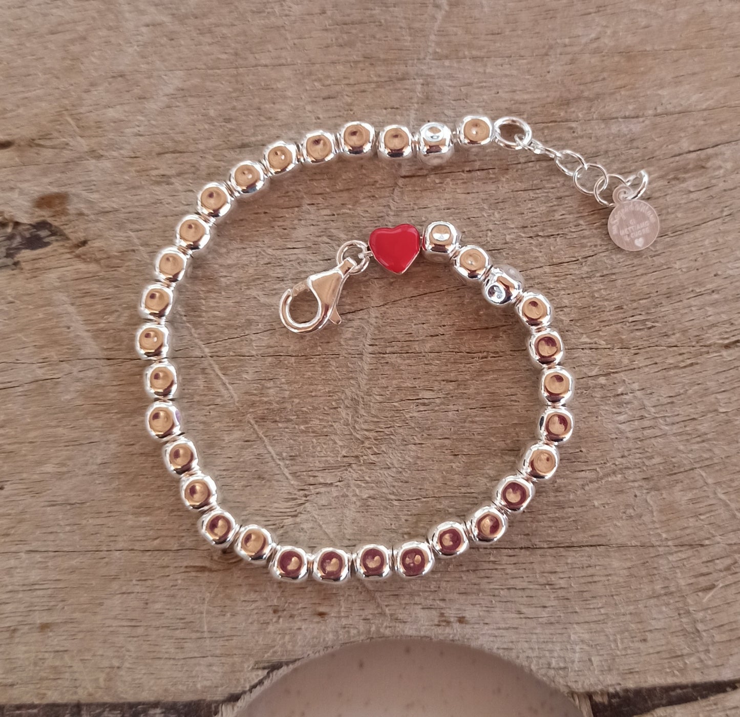 Bracciale pepite martellate grandi con terminale in smalto
