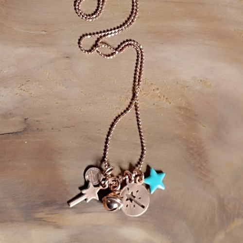 Collana "portamifortuna" con targhetta bidibibodibibu
