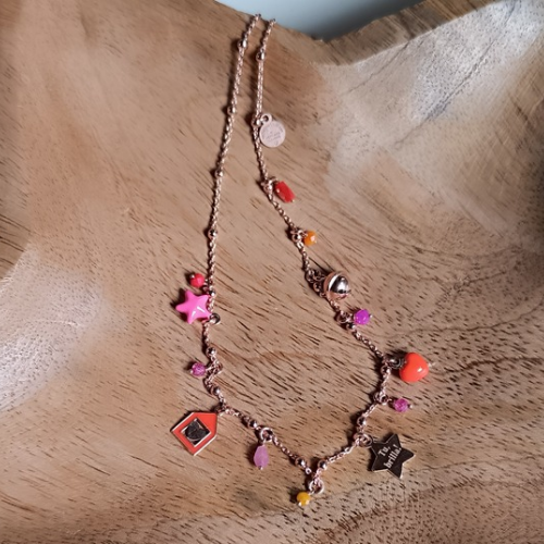 Collana miniLucilla nei toni fucsia e arancio