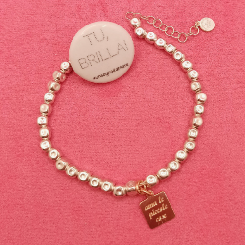 Bracciale pepite martellate con targhetta "ama le piccole cose"