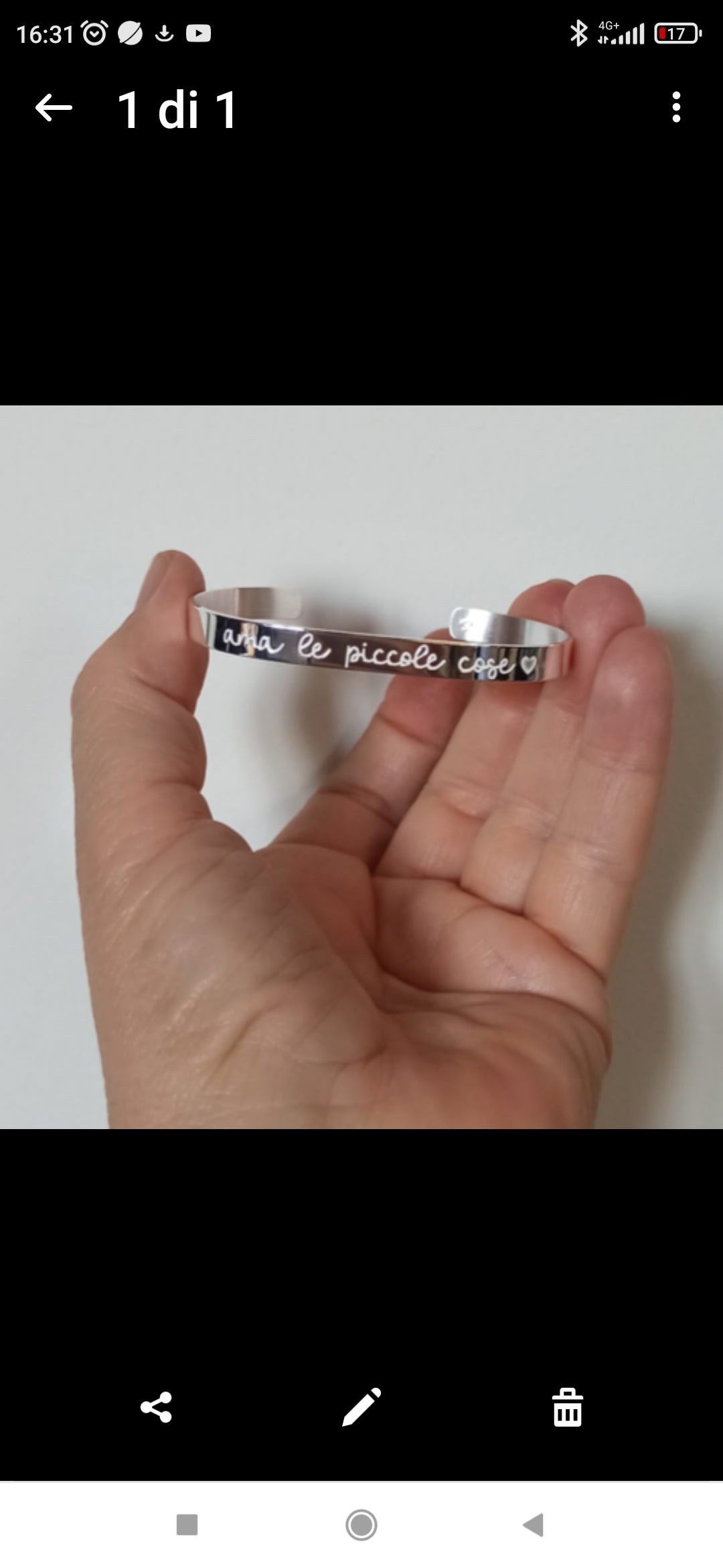 Bracciale rigido con scritta personalizzabile