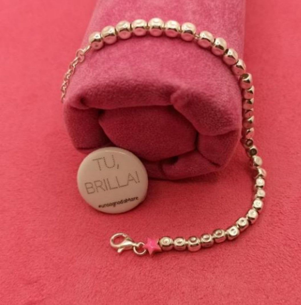 Bracciale pepite martellate grandi con terminale in smalto