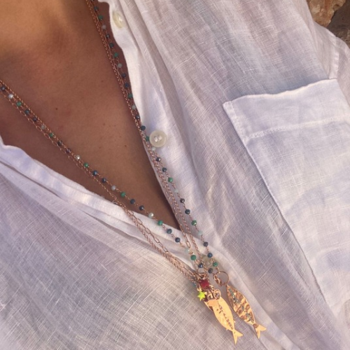 Collana lunga con pesce martellato