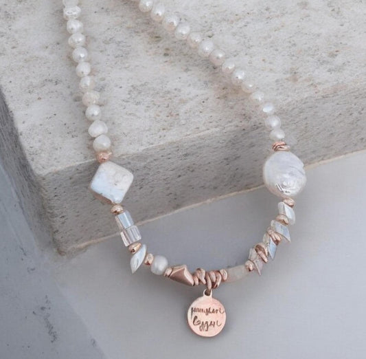 Collana perle mix con inserti in argento 925