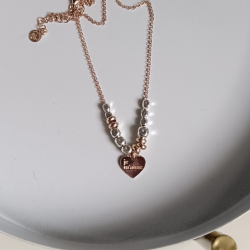Collana pepite mix con cuore "je m'aime"