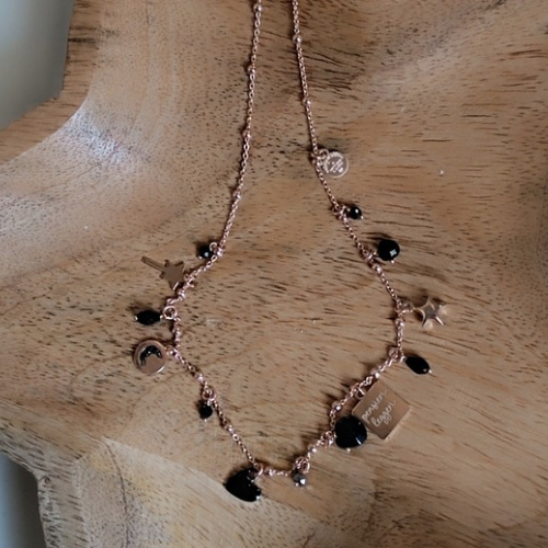Collana miniLucilla total black con targhetta pensieri leggeri