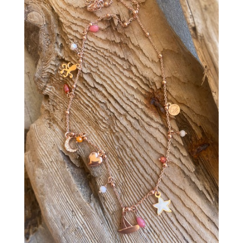 Collana miniLucilla nei toni pesca, arancio e bianco