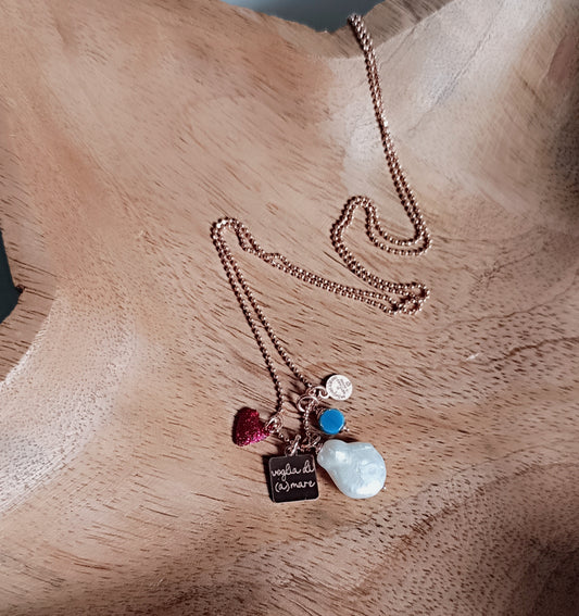 Collana portamifortuna con targhetta "voglia di (a)mare