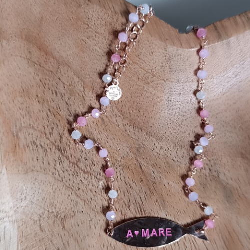 Collana girocollo con pesce martellato "a•mare"
