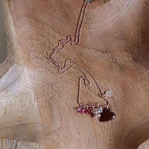 Collana portamifortuna con cuore cioccolato e orsetto