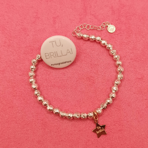Bracciale sfere martellate "rocher" con stella tu, brilla!